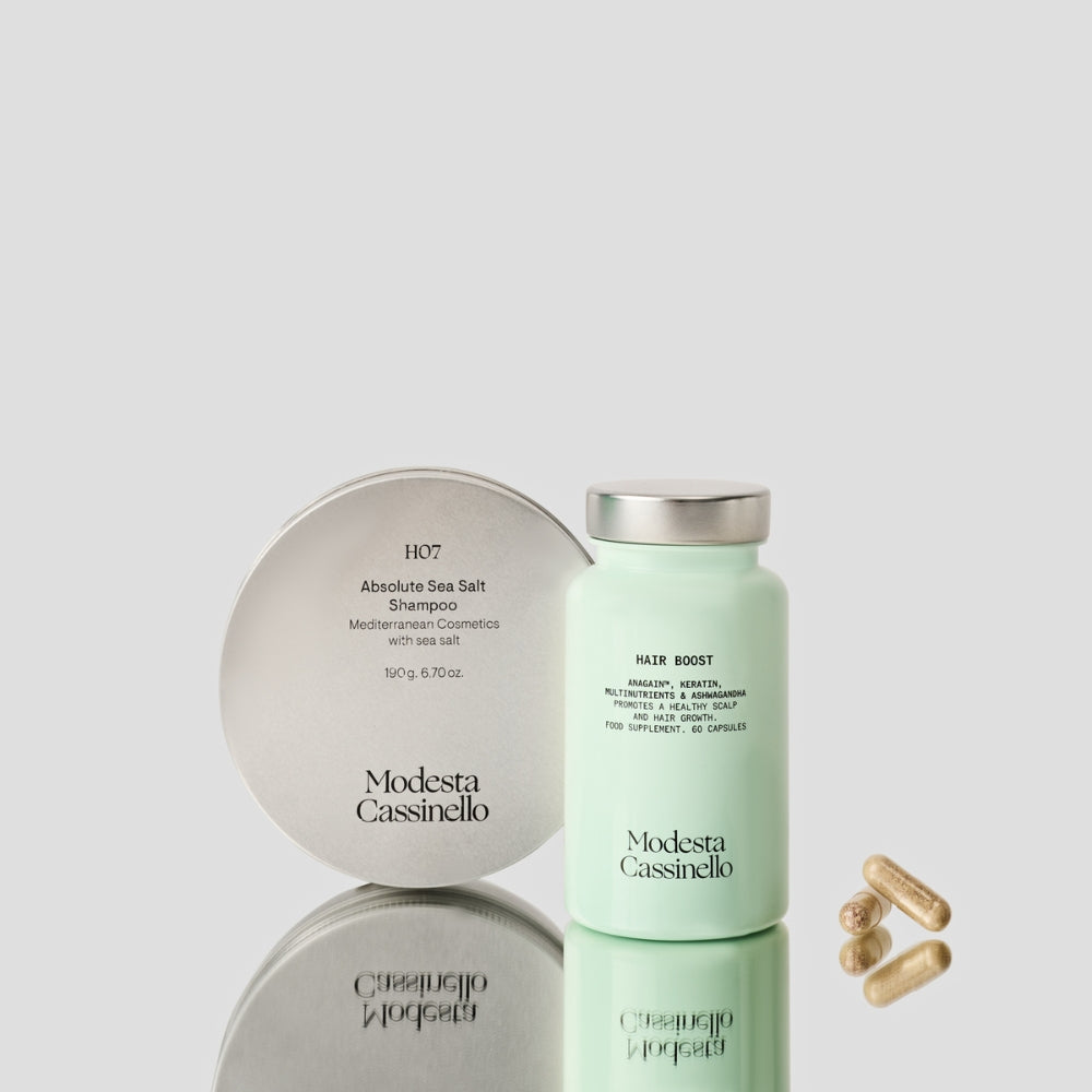 Pack Hair Boost + H07: Hair Boost 30 cápsulas + Champú con sal marina 190 g