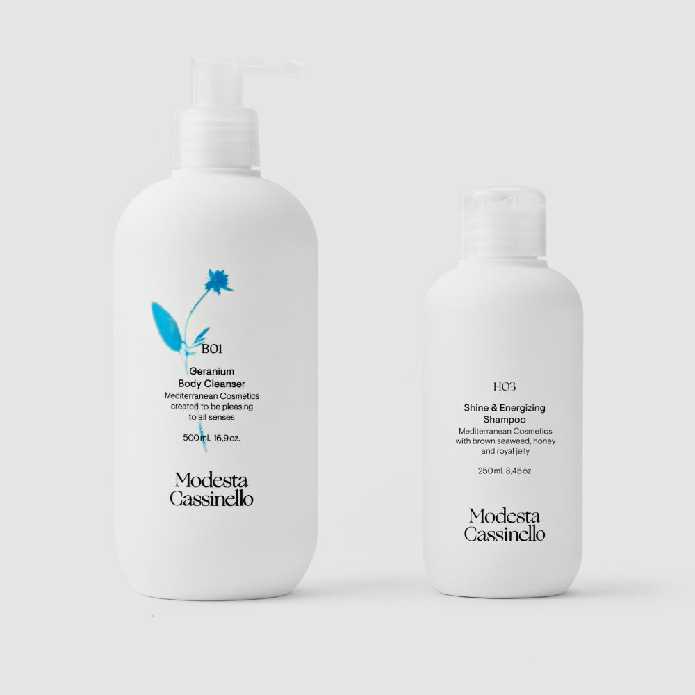 Pack B01 500 ml y H03 champu brillo y vitalidad 250 ml sin perfume