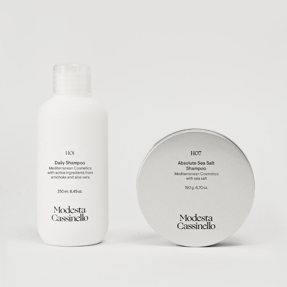 Pack champú uso frecuente H01 y champú con sal marina H07