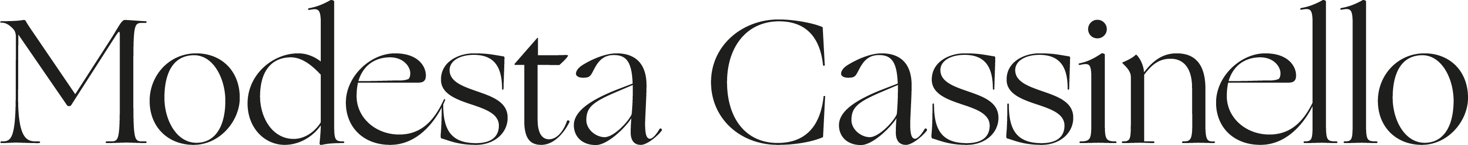 Logo horizontal de Modesta Cassinello con tipografía moderna y estilizada.