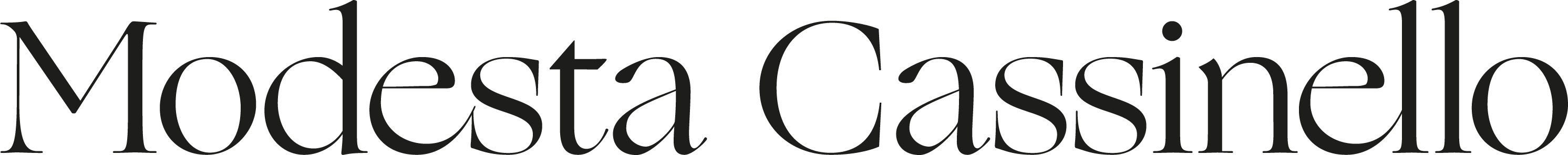 Logo horizontal de Modesta Cassinello con tipografía moderna y estilizada.