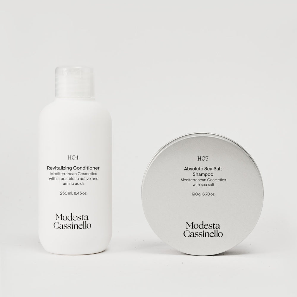 Pack H07 + H04: champú con sal marina 190 g + acondicionador 250 ml