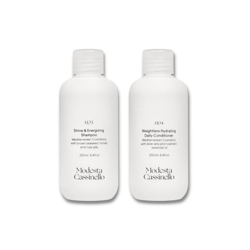 Dúo Champú Brillo y Vitalidad H03 + Acondicionador Hidratante H04 Modesta Cassinello